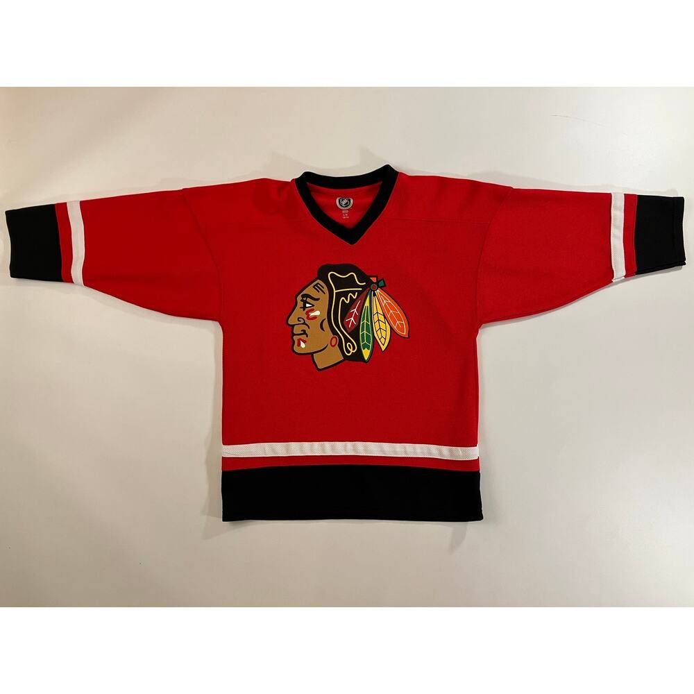 Chicago Blackhawks NHL Youth L 12/14 Red Hockey Jersey Shirt 100% Polyester